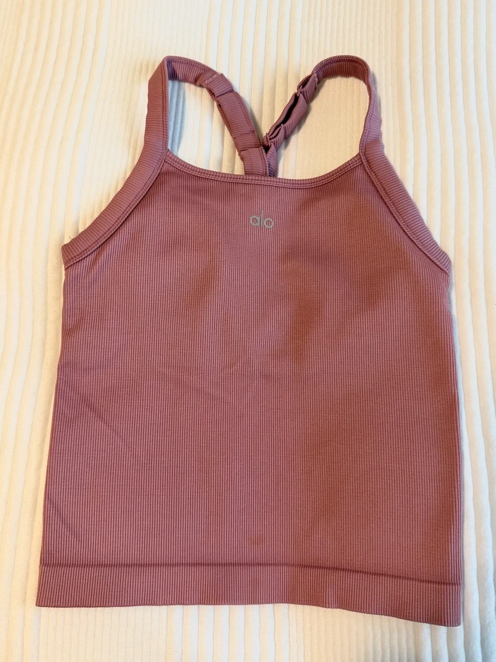 Ribbed Strappy Tank Top - pink wild rose